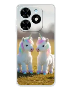 Чехол для TECNO Spark Go 2025 с картинкой «Пара единорогов»