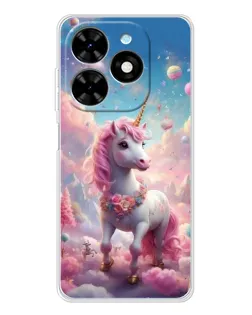 Чехол для TECNO Spark Go 2025 с картинкой «Единорог среди облаков»