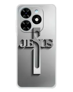 Чехол для TECNO Spark Go 2025 с картинкой «Металлический крест Jesus»