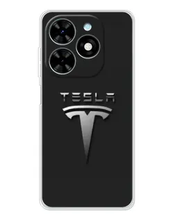 Чехол для TECNO Spark Go 2025 с картинкой «Стальной логотип Tesla»