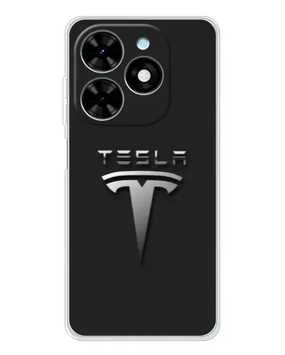 Чехол для TECNO Spark Go 2025 с картинкой «Стальной логотип Tesla»