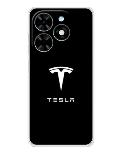 Чехол для TECNO Spark Go 2025 с картинкой «Tesla White Logo»