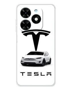 Чехол для TECNO Spark Go 2025 с картинкой «Tesla White Style»