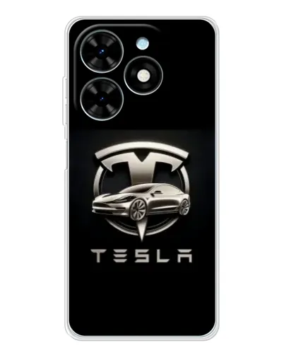 Чехол для TECNO Spark Go 2025 с картинкой «Tesla — серебристое авто»