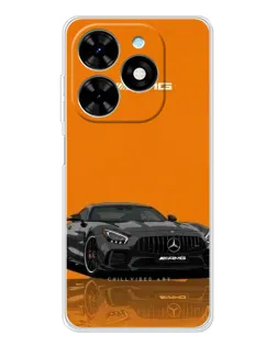 Чехол для TECNO Spark Go 2025 с картинкой «Оранжевый Mercedes AMG»