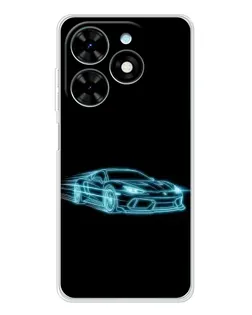 Чехол для TECNO Spark Go 2025 с картинкой «Неоновый контур Lamborghini»