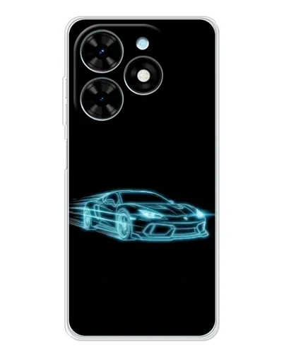Чехол для TECNO Spark Go 2025 с картинкой «Неоновый контур Lamborghini»