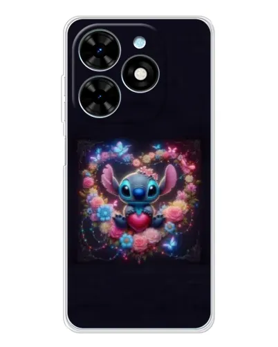 Чехол для TECNO Spark Go 2025 с картинкой «Stitch в цветах» Чехол для TECNO Spark Go 2025 с картинкой «Stitch в цветах»