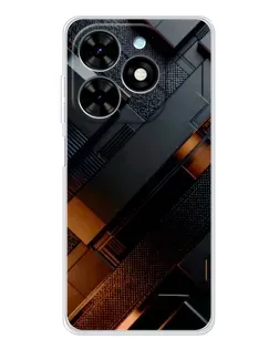 Чехол для TECNO Spark Go 2025 с картинкой «Черные геометрические блоки»