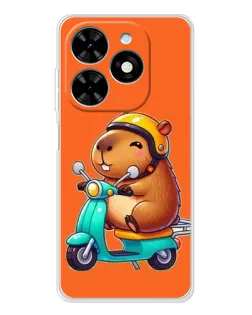 Чехол для TECNO Spark Go 2025 с картинкой «Капибара на скутере»