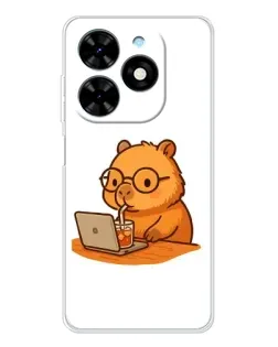 Чехол для TECNO Spark Go 2025 с картинкой «Капибара с ноутбуком»