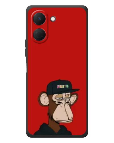 Чехол для TECNO Spark Go 3 с картинкой «Bored Ape — красный фон»