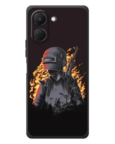 Чехол для TECNO Spark Go 3 с картинкой «PUBG — огненный силуэт»