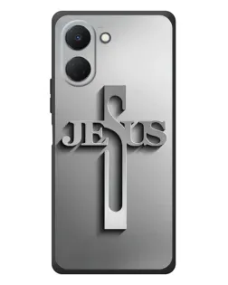 Чехол для TECNO Spark Go 3 с картинкой «Металлический крест Jesus»