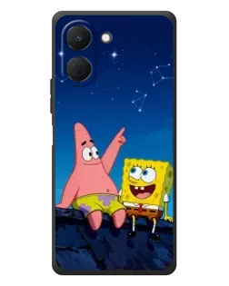 Чехол для TECNO Spark Go 3 с картинкой «Губка Боб и Патрик ночью»