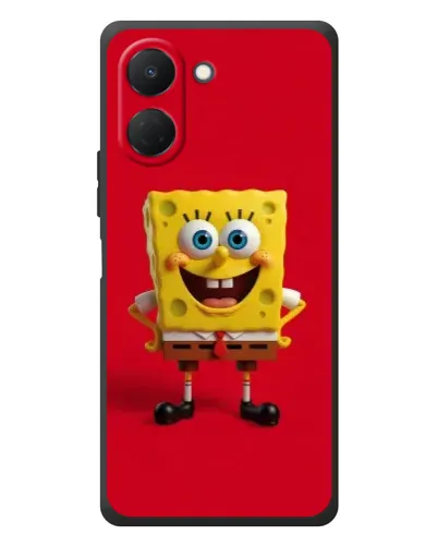 Чехол для TECNO Spark Go 3 с картинкой «Спанч Боб на красном»