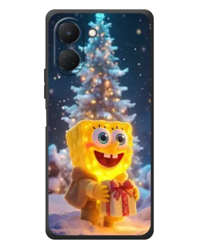 Чехол для TECNO Spark Go 3 с картинкой «Рождественский Спанч Боб»