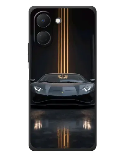 Чехол для TECNO Spark Go 3 с картинкой «Lamborghini золотые линии»