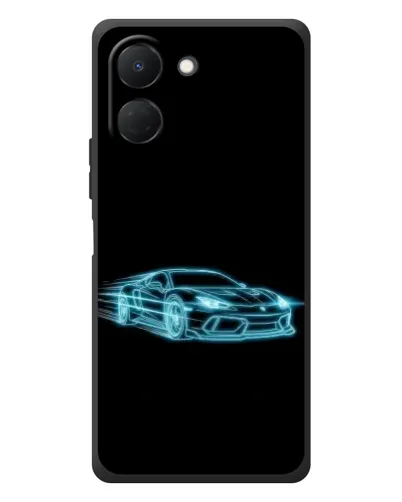 Чехол для TECNO Spark Go 3 с картинкой «Неоновый контур Lamborghini»