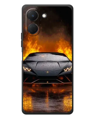 Чехол для TECNO Spark Go 3 с картинкой «Lamborghini в огне»