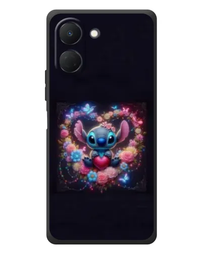 Чехол для TECNO Spark Go 3 с картинкой «Stitch в цветах»