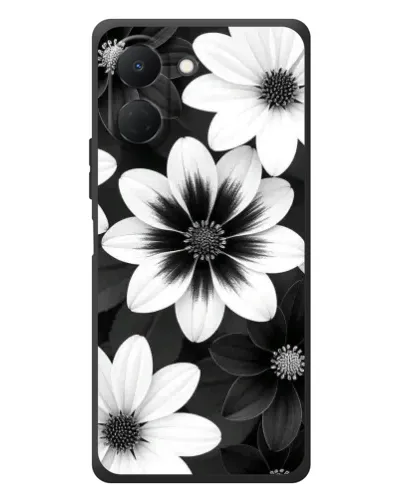 Чехол для TECNO Spark Go 3 с картинкой «Монохромные астры»
