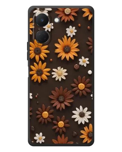 Чехол для TECNO Spark Go 3 с картинкой «Узор из маленьких подсолнухов»