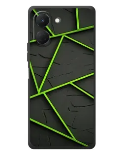 Чехол для TECNO Spark Go 3 с картинкой «Зеленые геометрические линии»