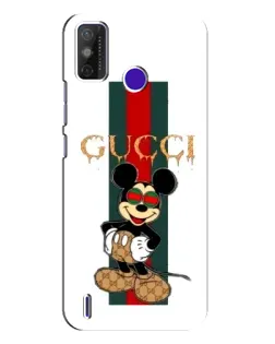 Чехол для TECNO Spark Power 2 (LC8) с картинкой «Микки Маус Gucci — полосы»