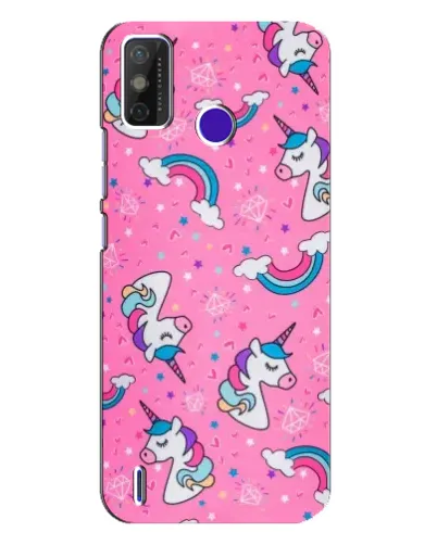 Чехол для TECNO Spark Power 2 (LC8) с картинкой «Unicorn паттерн розовый»