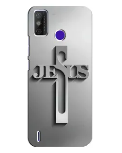 Чехол для TECNO Spark Power 2 (LC8) с картинкой «Металлический крест Jesus»