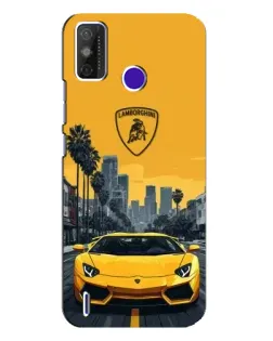 Чохол для TECNO Spark Power 2 (LC8) з картинкою «Жовтий Lamborghini місто»