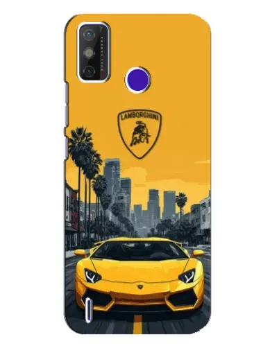 Чохол для TECNO Spark Power 2 (LC8) з картинкою «Жовтий Lamborghini місто»