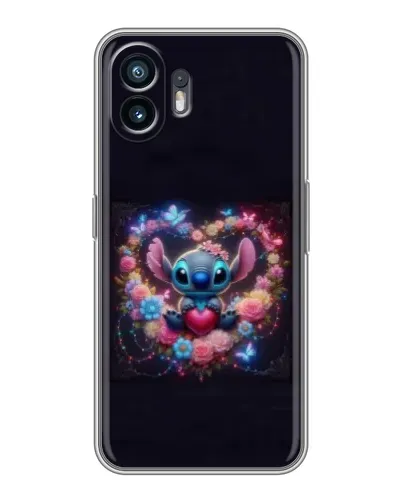 Чехол для TECNO Spark Slim с картинкой «Stitch в цветах»