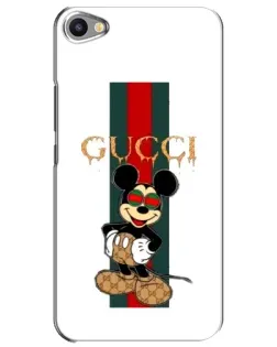 Чехол для Meizu U20 с картинкой «Микки Маус Gucci — полосы»