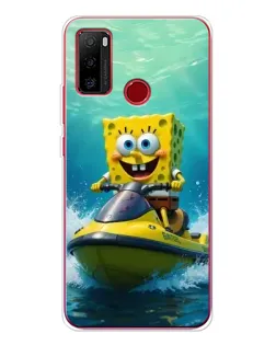 Чехол для Ulefone Note 10 с картинкой «Спанч Боб на гидроцикле»