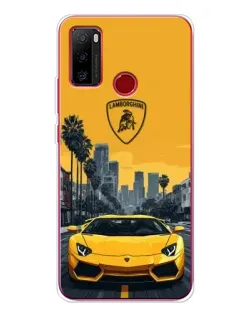 Чехол для Ulefone Note 10 с картинкой «Желтый Lamborghini город»