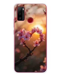 Чехол для Ulefone Note 10 с картинкой «Розовый цвет сердце на фоне заката»