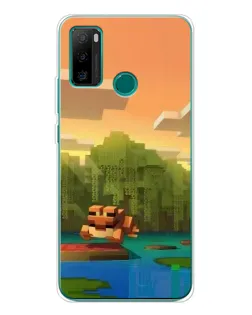 Чехол для Ulefone Note 10P с картинкой «Майнкрафт закат солнца»