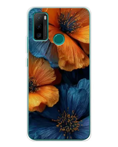 Чохол для Ulefone Note 10P з картинкою «Яскрава синьо-помаранчева флора»