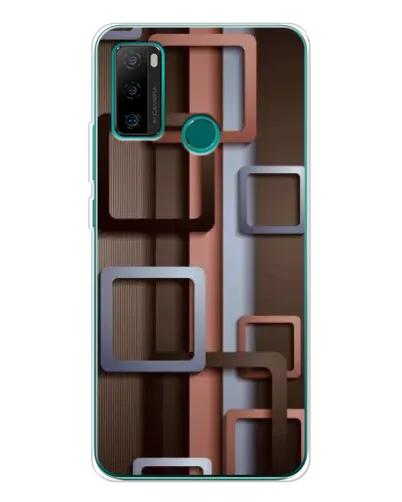 Чохол для Ulefone Note 10P з картинкою «Коричневі об'ємні квадрати»