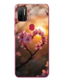 Чохол для Ulefone Note 11P з картинкою «Рожевий цвіт  сердечко на тлі заходу»