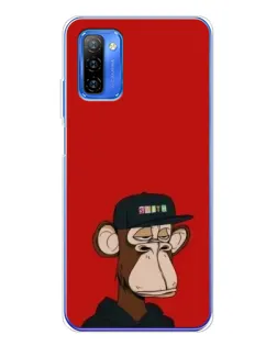 Чехол для Ulefone Note 12 с картинкой «Bored Ape — красный фон»
