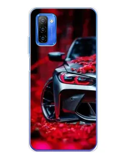 Чехол для Ulefone Note 12 с картинкой «Спортивная BMW и цветы»