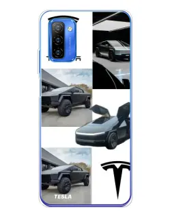 Чехол для Ulefone Note 12 с картинкой «Коллаж Cybertruck Tesla»