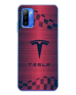 Чехол для Ulefone Note 12 с картинкой «Тесла красный карбон»