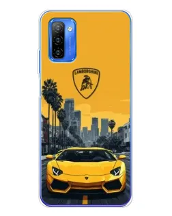 Чехол для Ulefone Note 12 с картинкой «Желтый Lamborghini город»