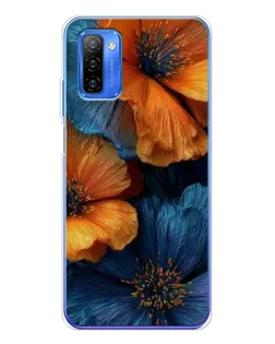 Чохол для Ulefone Note 12 з картинкою «Яскрава синьо-помаранчева флора»