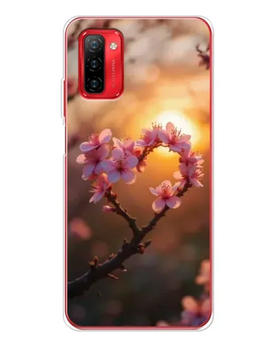 Чохол для Ulefone Note 12P з картинкою «Рожевий цвіт  сердечко на тлі заходу»
