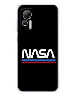 Чехол для Ulefone Note 14 с картинкой «NASA — классика Red Blue»